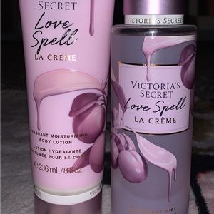 VS LOVE SPELL LA CREME BODY MIST AND LOTION! :) completely full